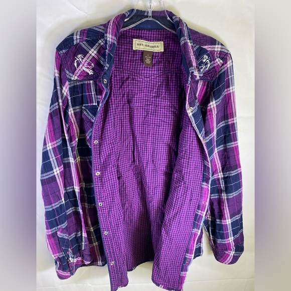 Bit & Bridle Pearl Snap Shirt Jacket Shacket - Picture 5 of 14